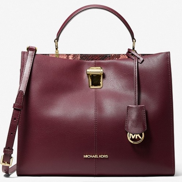 MICHAEL KORS PENELOPE LARGE TOP HANDLE MERLOT MULTI COLOR - Picture 2 of 16